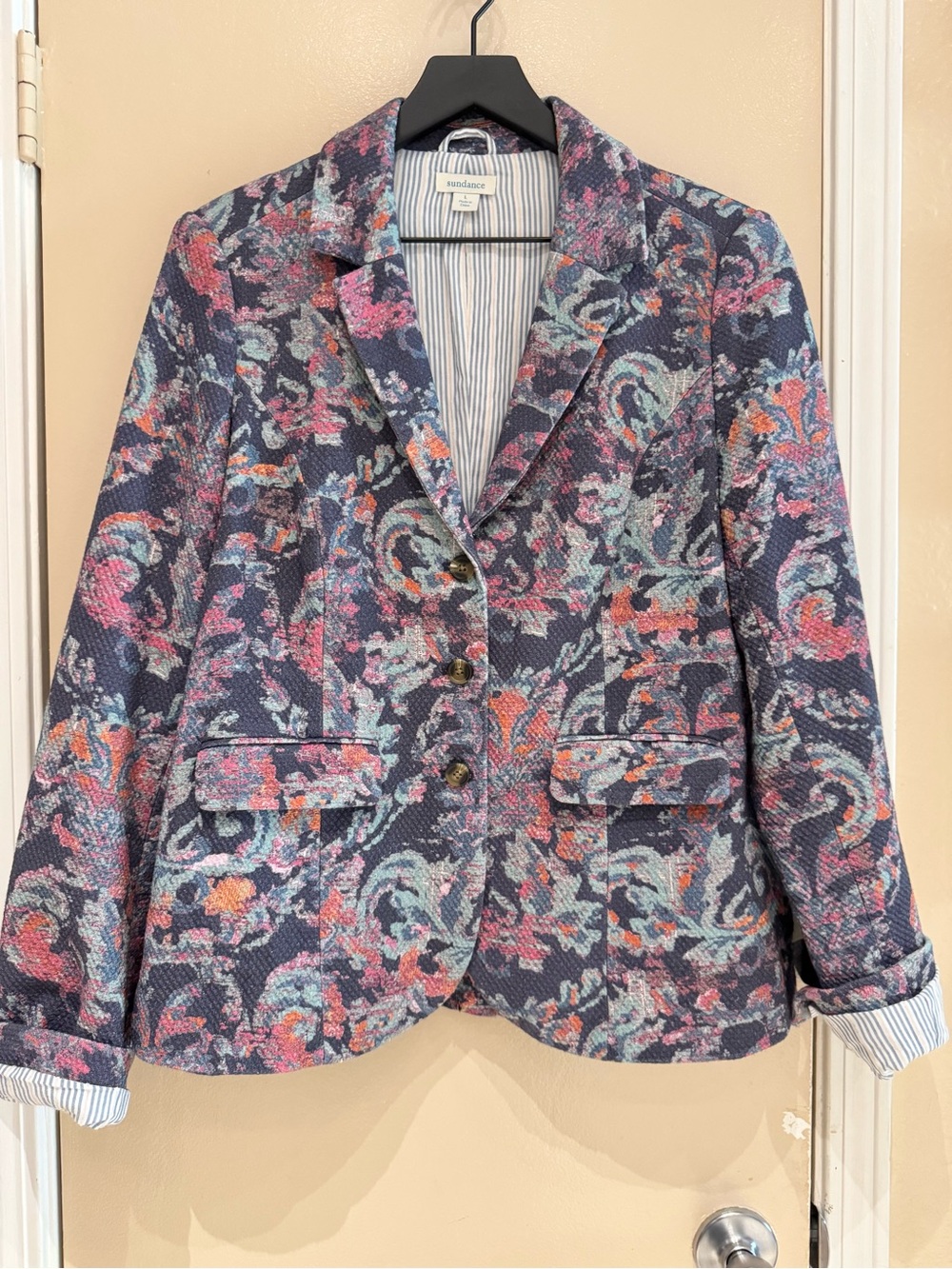 Sundance "Matisse" Cotton Jacquard Floral Blazer Size L